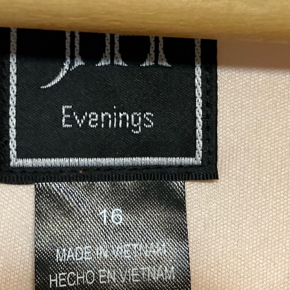 JH EVENINGS FORMAL LIGHT PEACH / PINKISH WITH SILVER METALIC DRESS SIZE 16 NWT - Picture 5 of 15